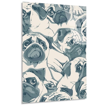 Pug Köpek Deseni Cam Tablo 35x50 cm