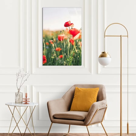 Kırmızı Gelincik Tarlası Cam Tablo 35x50 cm