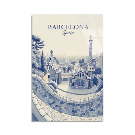Barcelona İspanya Cam Tablo 35x50 cm