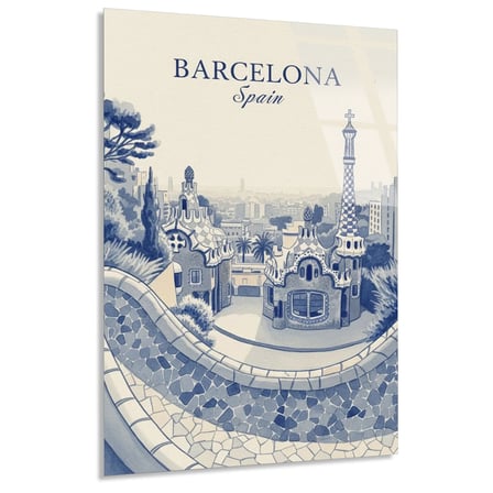 Barcelona İspanya Cam Tablo 35x50 cm