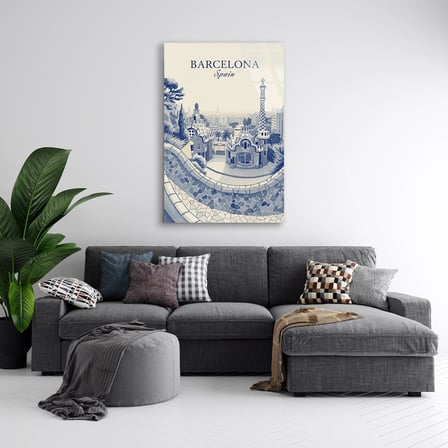 Barcelona İspanya Cam Tablo 35x50 cm
