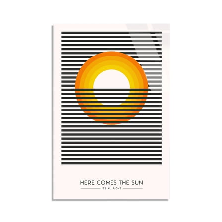 Here Comes The Sun Güneş Cam Tablo 35x50 cm