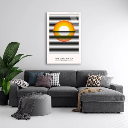Here Comes The Sun Güneş Cam Tablo 35x50 cm