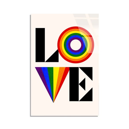 Love Gökkuşağı Cam Tablo 35x50 cm