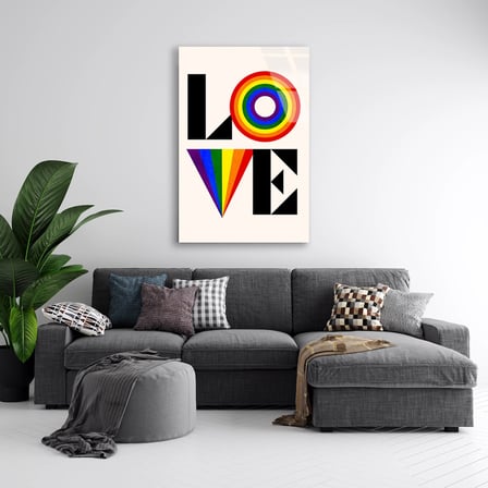 Love Gökkuşağı Cam Tablo 35x50 cm