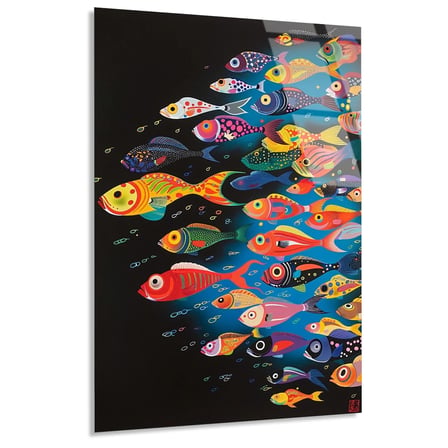 Renkli Balıklar Cam Tablo 35x50 cm