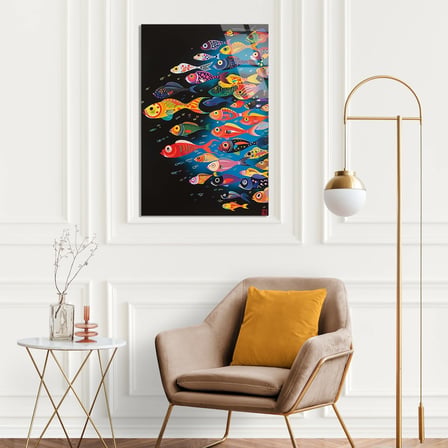 Renkli Balıklar Cam Tablo 35x50 cm