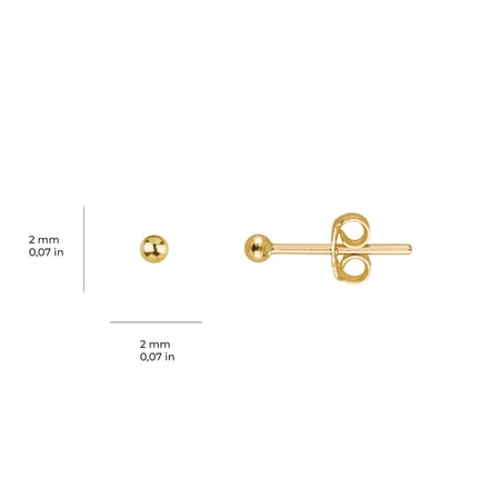 Minik Altın Top Küpe 2 mm 14 Ayar