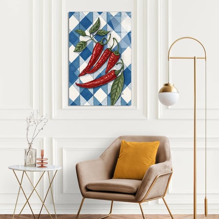 Kırmızı Biberler Cam Tablo 35x50 cm
