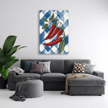 Kırmızı Biberler Cam Tablo 35x50 cm