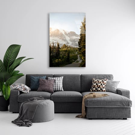 Dağ Orman Manzara Cam Tablo 35x50 cm