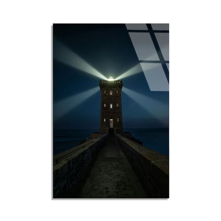 Deniz Feneri Gece Cam Tablo 35x50 cm