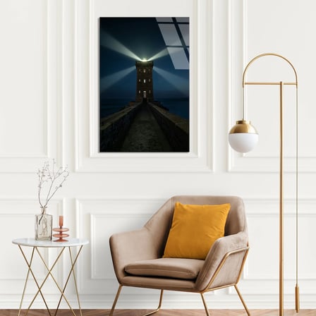 Deniz Feneri Gece Cam Tablo 35x50 cm