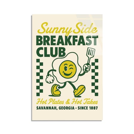 Breakfast Club Yumurta Cam Tablo 35x50 cm
