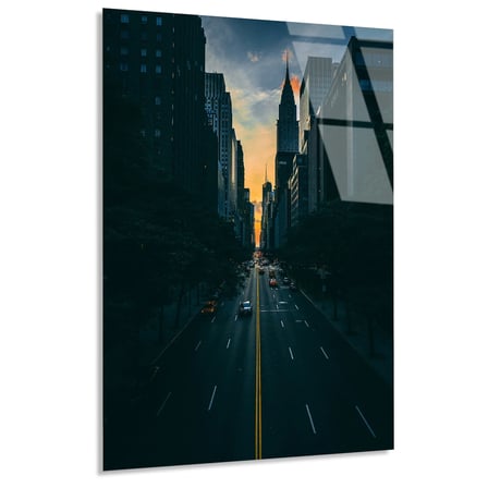 Şehir Cadde Alacakaranlık Cam Tablo 35x50 cm