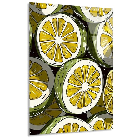 Limon Dilimleri Deseni Cam Tablo 35x50 cm