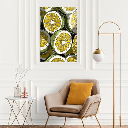 Limon Dilimleri Deseni Cam Tablo 35x50 cm