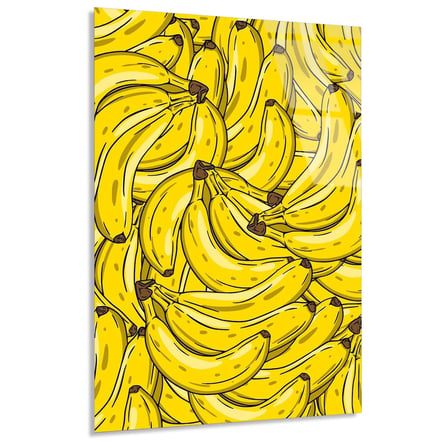 Sarı Muz Deseni Cam Tablo 35x50 cm