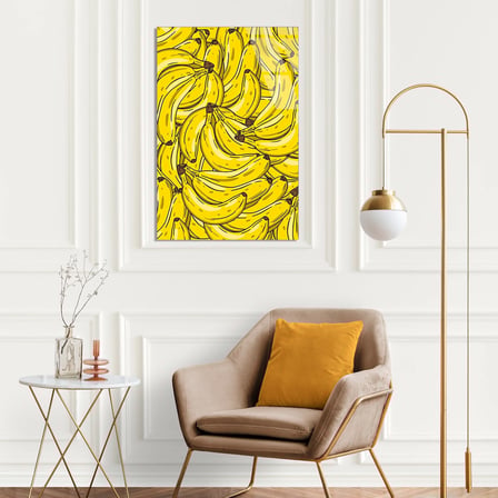 Sarı Muz Deseni Cam Tablo 35x50 cm