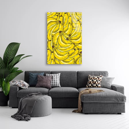 Sarı Muz Deseni Cam Tablo 35x50 cm