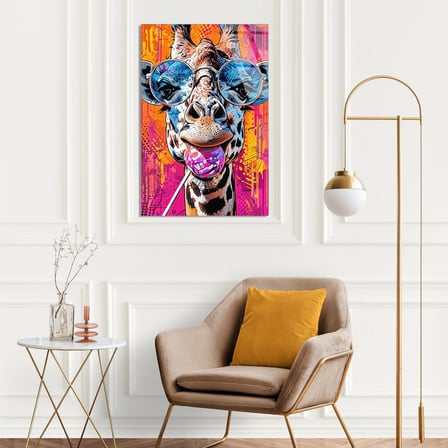 Gözlüklü Zürafa Sakız Cam Tablo 35x50 cm