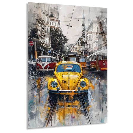 İstanbul Tramvay Sarı Araba Cam Tablo 35x50 cm