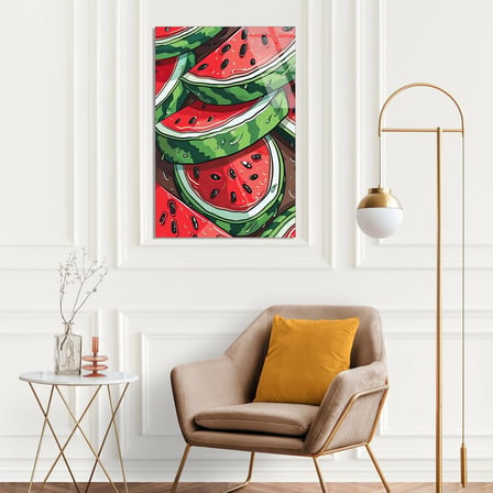 Karpuz Dilimleri Deseni Cam Tablo 35x50 cm