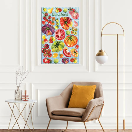 Domates Deseni Çizim Cam Tablo 35x50 cm