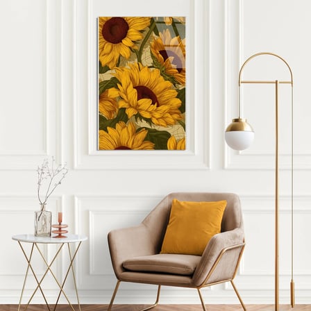 Sarı Ayçiçekleri Deseni Cam Tablo 35x50 cm