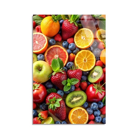 Karışık Taze Meyveler Cam Tablo 35x50 cm