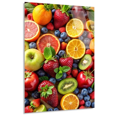 Karışık Taze Meyveler Cam Tablo 35x50 cm