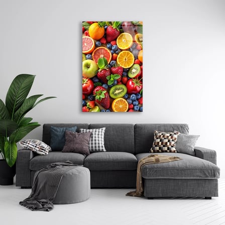 Karışık Taze Meyveler Cam Tablo 35x50 cm
