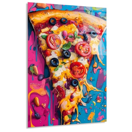 Renkli Pizza Dilimi Cam Tablo 35x50 cm