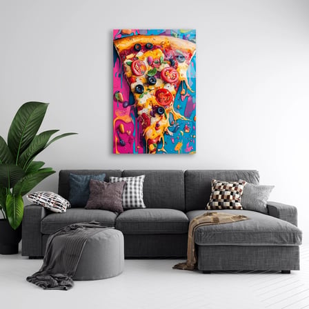 Renkli Pizza Dilimi Cam Tablo 35x50 cm