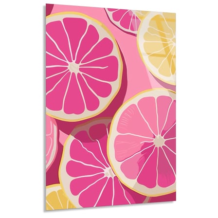 Pembe Greyfurt Dilimleri Cam Tablo 35x50 cm