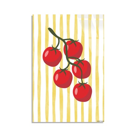 Domates Dalında Sarı Çizgili Cam Tablo 35x50 cm