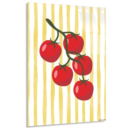 Domates Dalında Sarı Çizgili Cam Tablo 35x50 cm