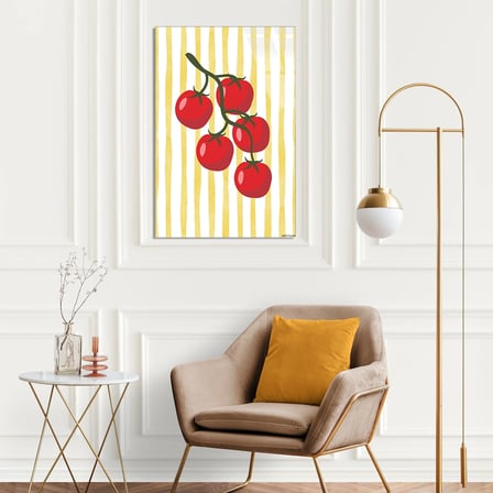 Domates Dalında Sarı Çizgili Cam Tablo 35x50 cm