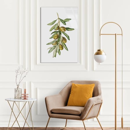 Zeytin Dalı Suluboya Cam Tablo 35x50 cm