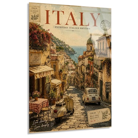 İtalya Sokak Vintage Poster Cam Tablo 35x50 cm