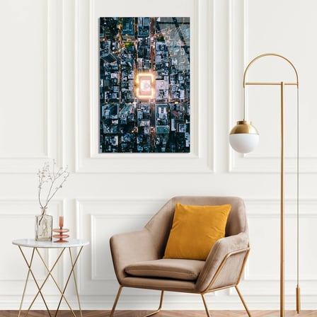 Gece Şehir Hava Görüntüsü Cam Tablo 35x50 cm