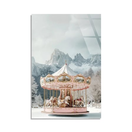 Atlıkarınca Karlı Dağ Cam Tablo 35x50 cm