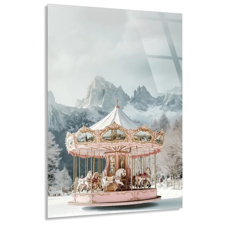 Atlıkarınca Karlı Dağ Cam Tablo 35x50 cm