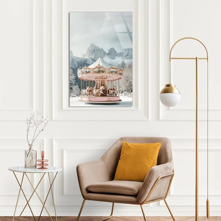 Atlıkarınca Karlı Dağ Cam Tablo 35x50 cm