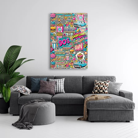 90lar Retro Kolaj Cam Tablo 35x50 cm