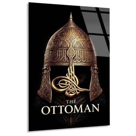 Osmanlı Tuğralı Miğfer Cam Tablo 35x50 cm