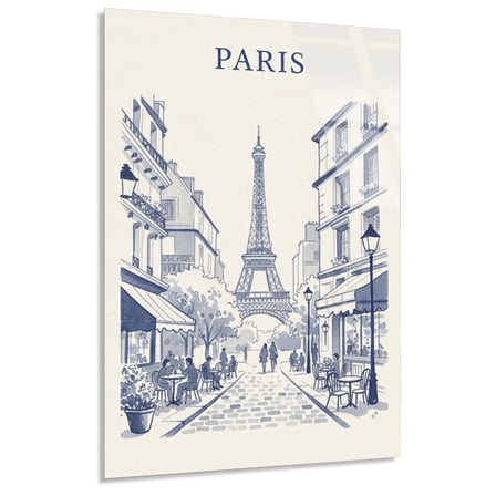 Paris Eyfel Kulesi Çizim Cam Tablo 35x50 cm