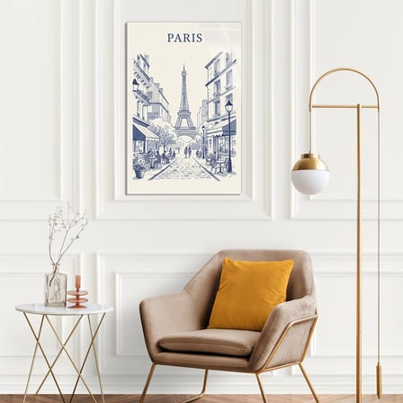 Paris Eyfel Kulesi Çizim Cam Tablo 35x50 cm
