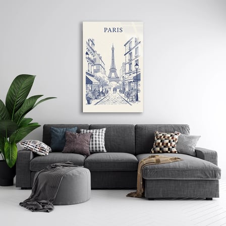 Paris Eyfel Kulesi Çizim Cam Tablo 35x50 cm
