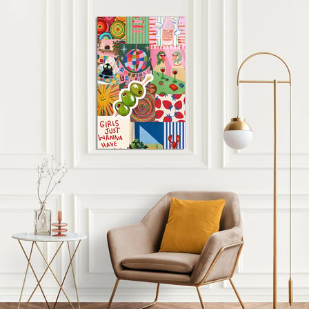 Renkli Kolaj Karışık Cam Tablo 35x50 cm